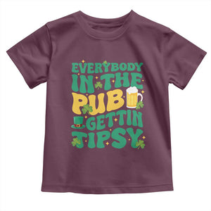 St. Patrick's Day Pub Toddler T Shirt Everybody In The Pub Getting Tipsy Irish Pub TS10 Maroon Print Your Wear