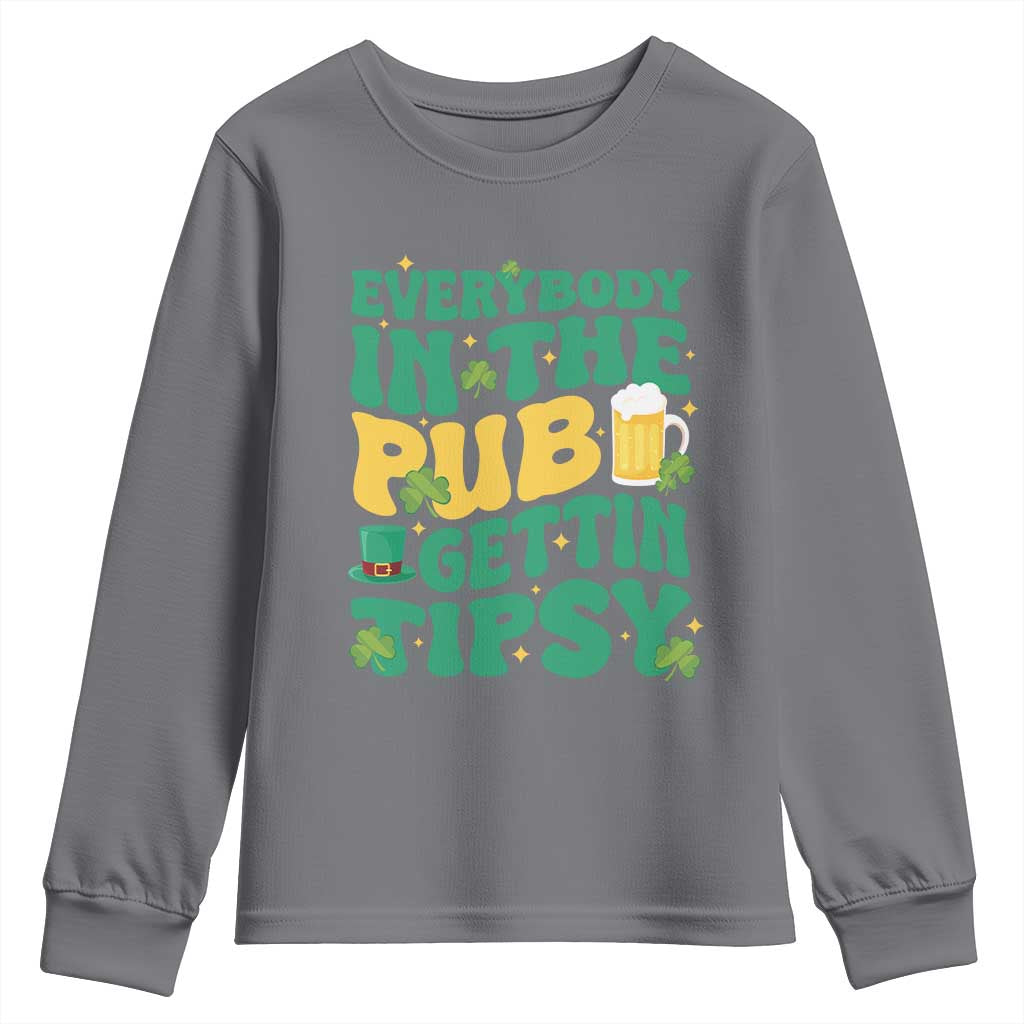 St. Patrick's Day Pub Youth Sweatshirt Everybody In The Pub Getting Tipsy Irish Pub TS10 Charcoal Print Your Wear