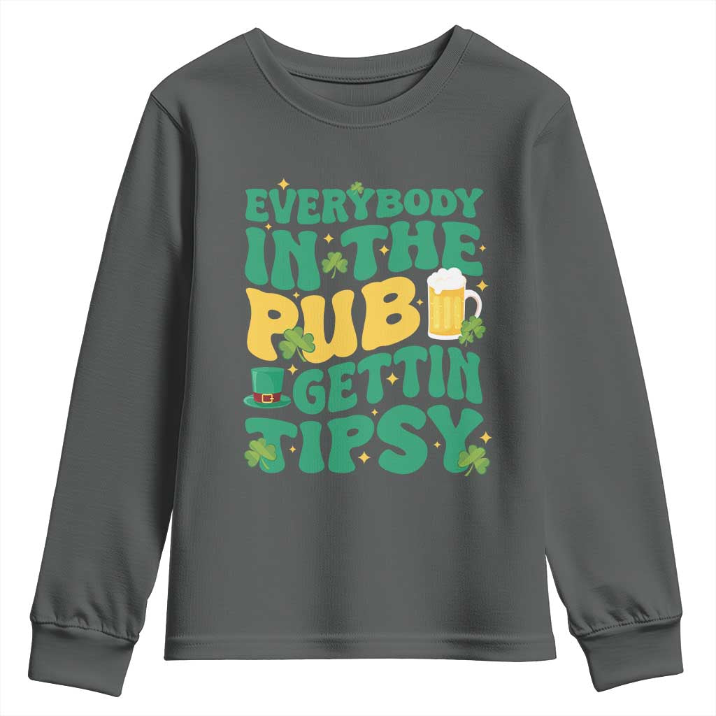 St. Patrick's Day Pub Youth Sweatshirt Everybody In The Pub Getting Tipsy Irish Pub TS10 Dark Heather Print Your Wear