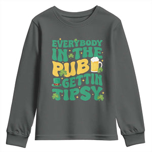 St. Patrick's Day Pub Youth Sweatshirt Everybody In The Pub Getting Tipsy Irish Pub TS10 Dark Heather Print Your Wear
