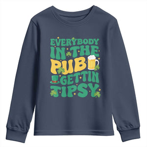 St. Patrick's Day Pub Youth Sweatshirt Everybody In The Pub Getting Tipsy Irish Pub TS10 Navy Print Your Wear