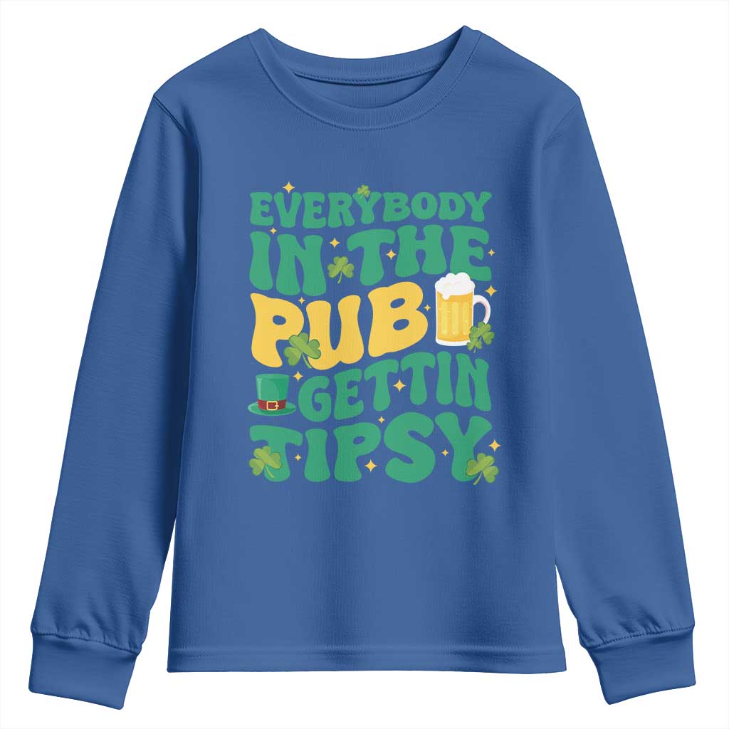 St. Patrick's Day Pub Youth Sweatshirt Everybody In The Pub Getting Tipsy Irish Pub TS10 Royal Blue Print Your Wear