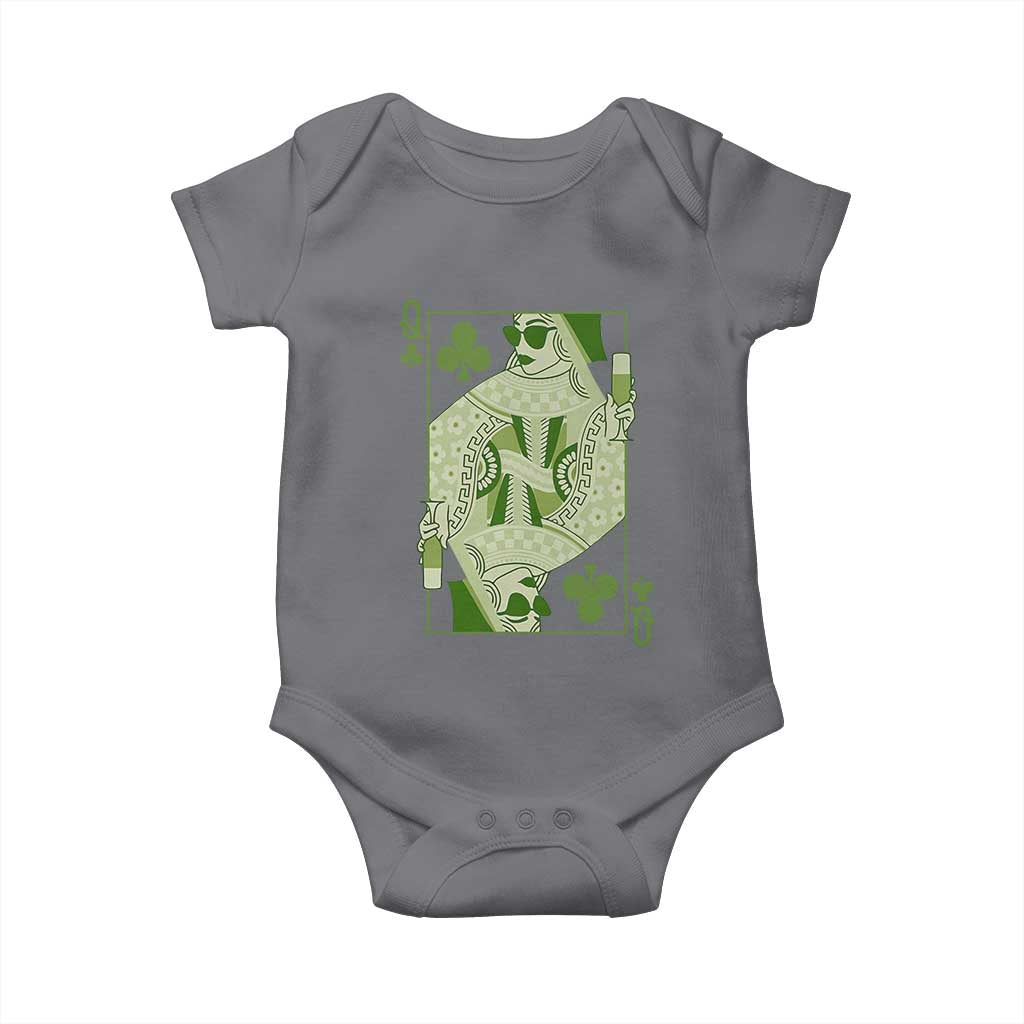 St. Patrick's Day Pub Baby Onesie Queen of Clubs Fun Green Pub TS10 Charcoal Print Your Wear