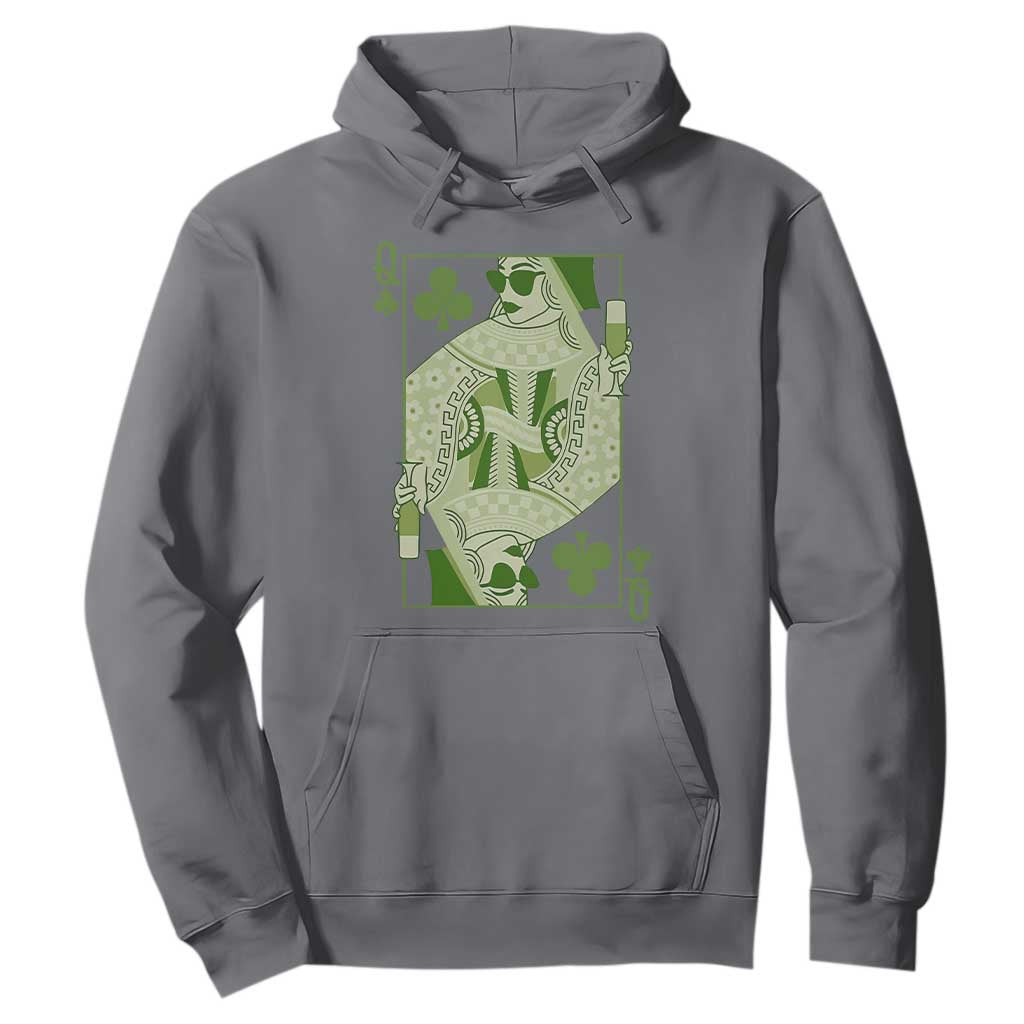 St. Patrick's Day Pub Hoodie Queen of Clubs Fun Green Pub TS10 Charcoal Print Your Wear