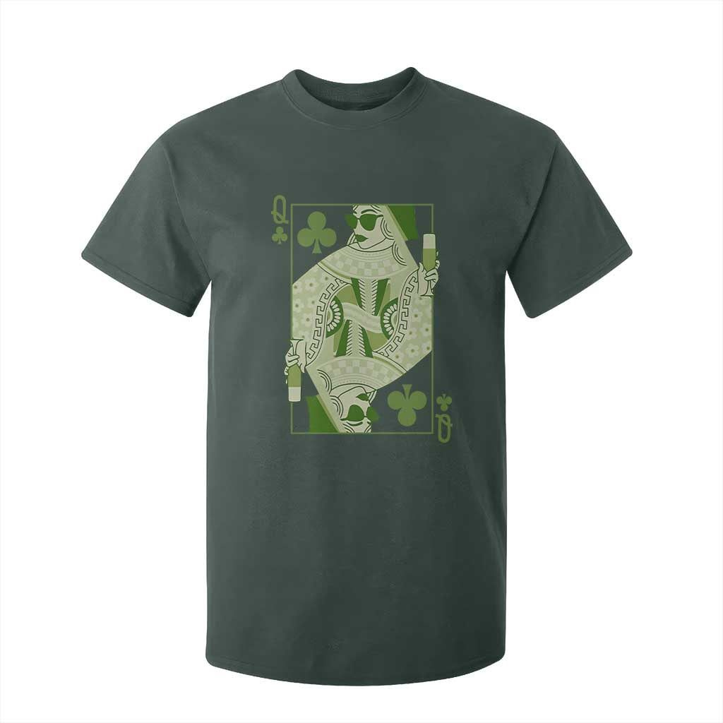 St. Patrick's Day Pub T Shirt For Kid Queen of Clubs Fun Green Pub TS10 Dark Forest Green Print Your Wear