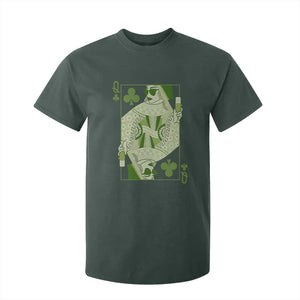 St. Patrick's Day Pub T Shirt For Kid Queen of Clubs Fun Green Pub TS10 Dark Forest Green Print Your Wear