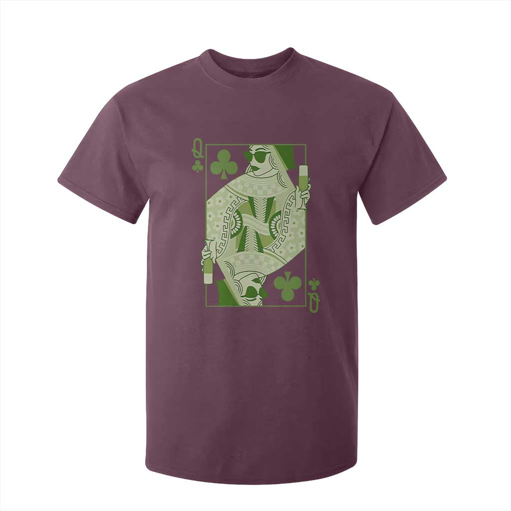 St. Patrick's Day Pub T Shirt For Kid Queen of Clubs Fun Green Pub TS10 Maroon Print Your Wear