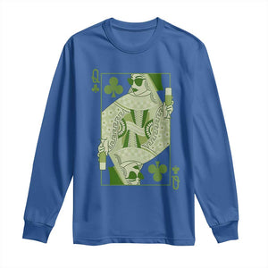 St. Patrick's Day Pub Long Sleeve Shirt Queen of Clubs Fun Green Pub TS10 Royal Blue Print Your Wear