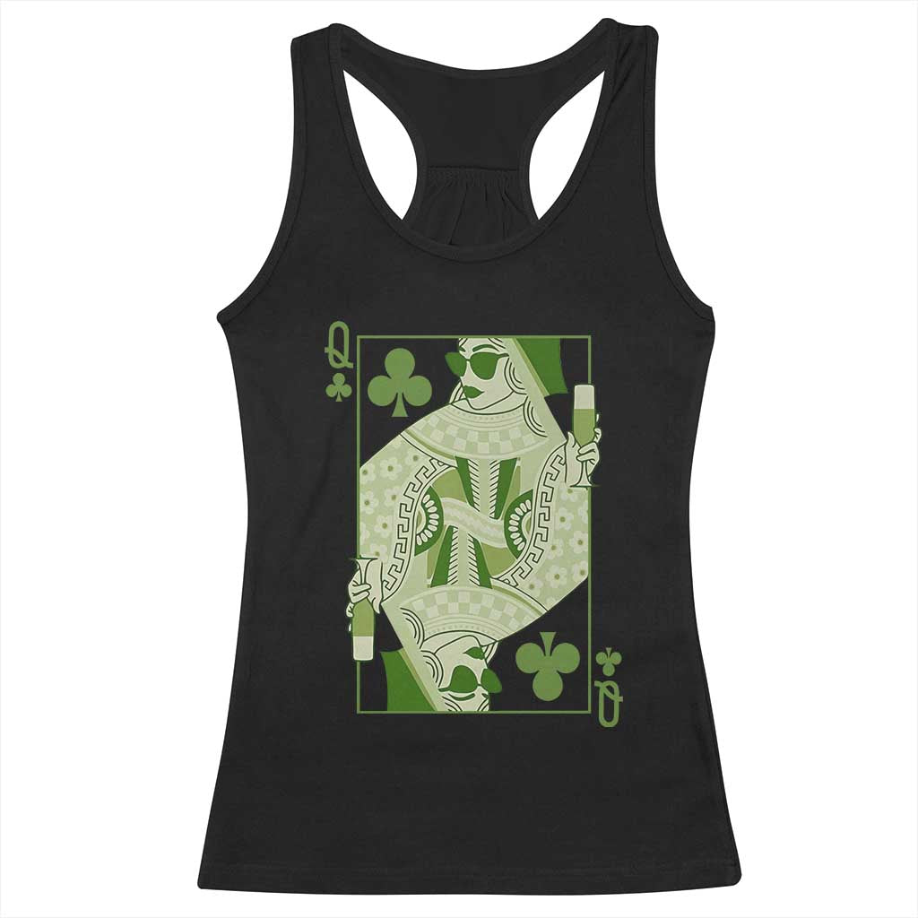 St. Patrick's Day Pub Racerback Tank Top Queen of Clubs Fun Green Pub TS10 Black Print Your Wear