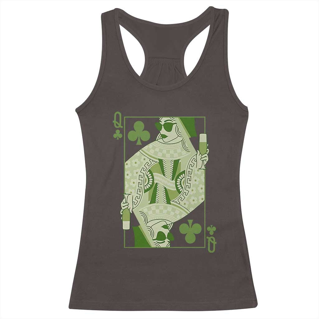 St. Patrick's Day Pub Racerback Tank Top Queen of Clubs Fun Green Pub TS10 Dark Chocolate Print Your Wear