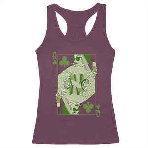 St. Patrick's Day Pub Racerback Tank Top Queen of Clubs Fun Green Pub TS10 Maroon Print Your Wear