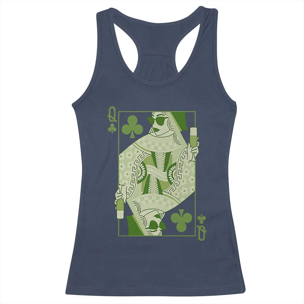 St. Patrick's Day Pub Racerback Tank Top Queen of Clubs Fun Green Pub TS10 Navy Print Your Wear