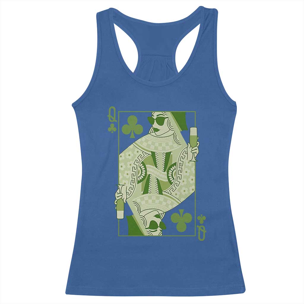 St. Patrick's Day Pub Racerback Tank Top Queen of Clubs Fun Green Pub TS10 Royal Blue Print Your Wear