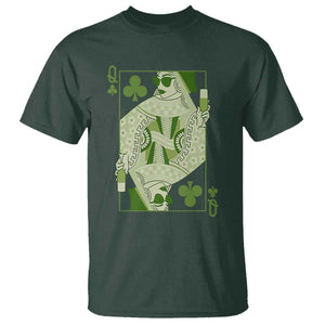 St. Patrick's Day Pub T Shirt Queen of Clubs Fun Green Pub TS10 Dark Forest Green Print Your Wear