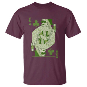 St. Patrick's Day Pub T Shirt Queen of Clubs Fun Green Pub TS10 Maroon Print Your Wear