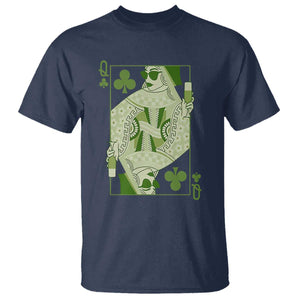St. Patrick's Day Pub T Shirt Queen of Clubs Fun Green Pub TS10 Navy Print Your Wear