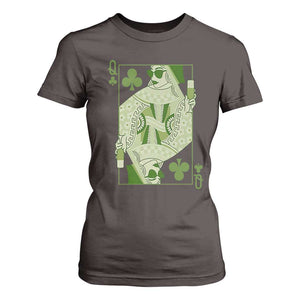 St. Patrick's Day Pub T Shirt For Women Queen of Clubs Fun Green Pub TS10 Dark Chocolate Print Your Wear