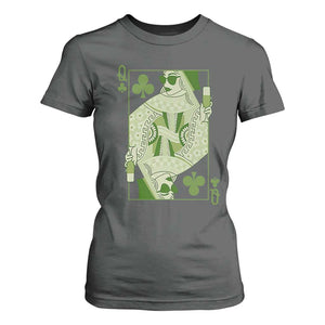 St. Patrick's Day Pub T Shirt For Women Queen of Clubs Fun Green Pub TS10 Dark Heather Print Your Wear