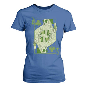 St. Patrick's Day Pub T Shirt For Women Queen of Clubs Fun Green Pub TS10 Royal Blue Print Your Wear