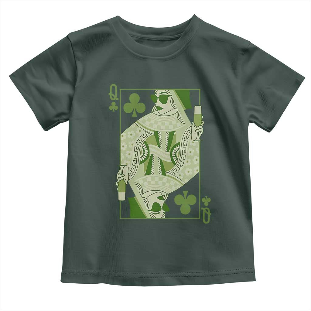 St. Patrick's Day Pub Toddler T Shirt Queen of Clubs Fun Green Pub TS10 Dark Forest Green Print Your Wear