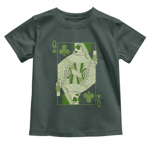 St. Patrick's Day Pub Toddler T Shirt Queen of Clubs Fun Green Pub TS10 Dark Forest Green Print Your Wear