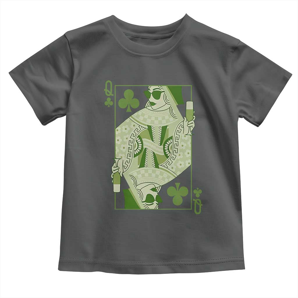 St. Patrick's Day Pub Toddler T Shirt Queen of Clubs Fun Green Pub TS10 Dark Heather Print Your Wear