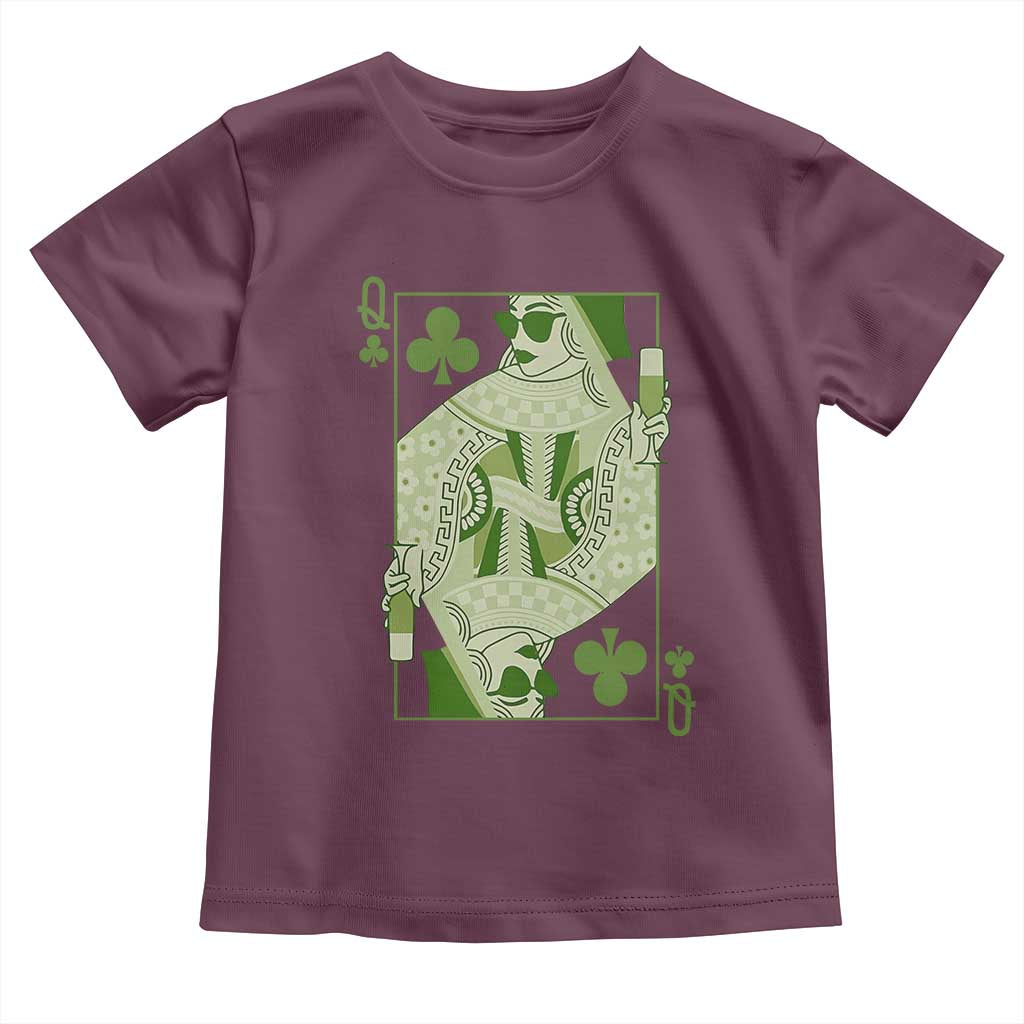 St. Patrick's Day Pub Toddler T Shirt Queen of Clubs Fun Green Pub TS10 Maroon Print Your Wear