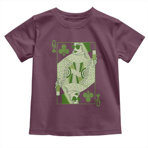 St. Patrick's Day Pub Toddler T Shirt Queen of Clubs Fun Green Pub TS10 Maroon Print Your Wear