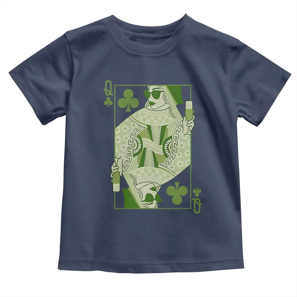 St. Patrick's Day Pub Toddler T Shirt Queen of Clubs Fun Green Pub TS10 Navy Print Your Wear