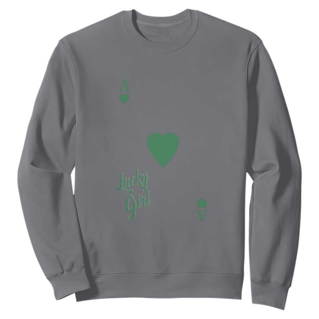 St Patricks Day Irish Lucky Girl Sweatshirt TS10 Charcoal Print Your Wear