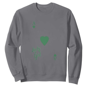 St Patricks Day Irish Lucky Girl Sweatshirt TS10 Charcoal Print Your Wear