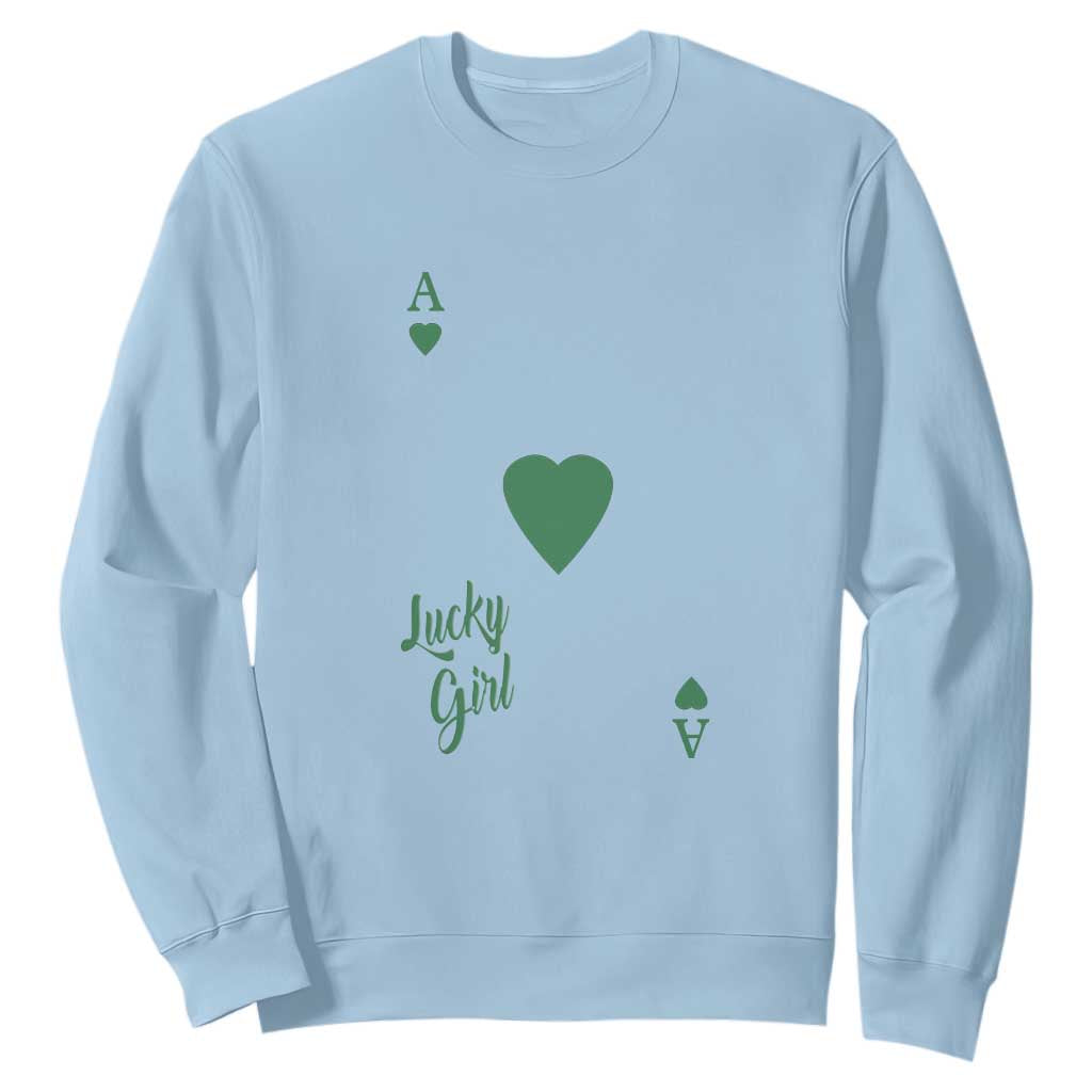 St Patricks Day Irish Lucky Girl Sweatshirt TS10 Light Blue Print Your Wear