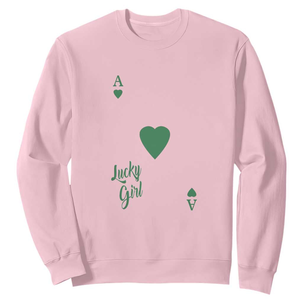 St Patricks Day Irish Lucky Girl Sweatshirt TS10 Light Pink Print Your Wear