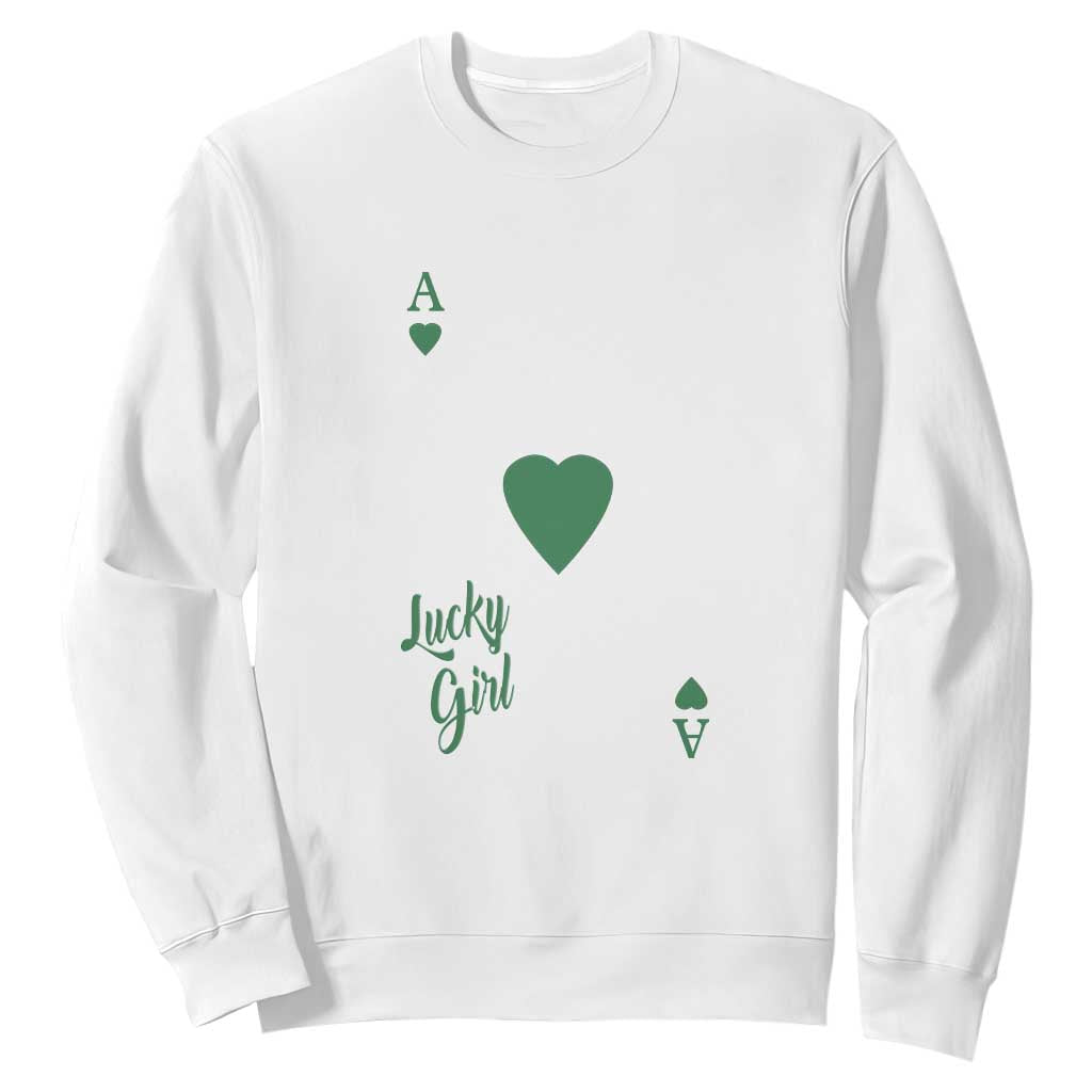 St Patricks Day Irish Lucky Girl Sweatshirt TS10 White Print Your Wear
