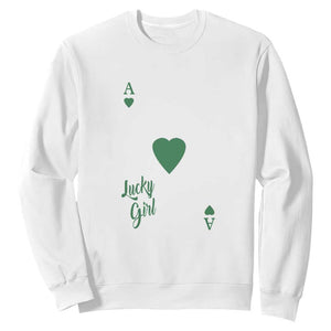 St Patricks Day Irish Lucky Girl Sweatshirt TS10 White Print Your Wear
