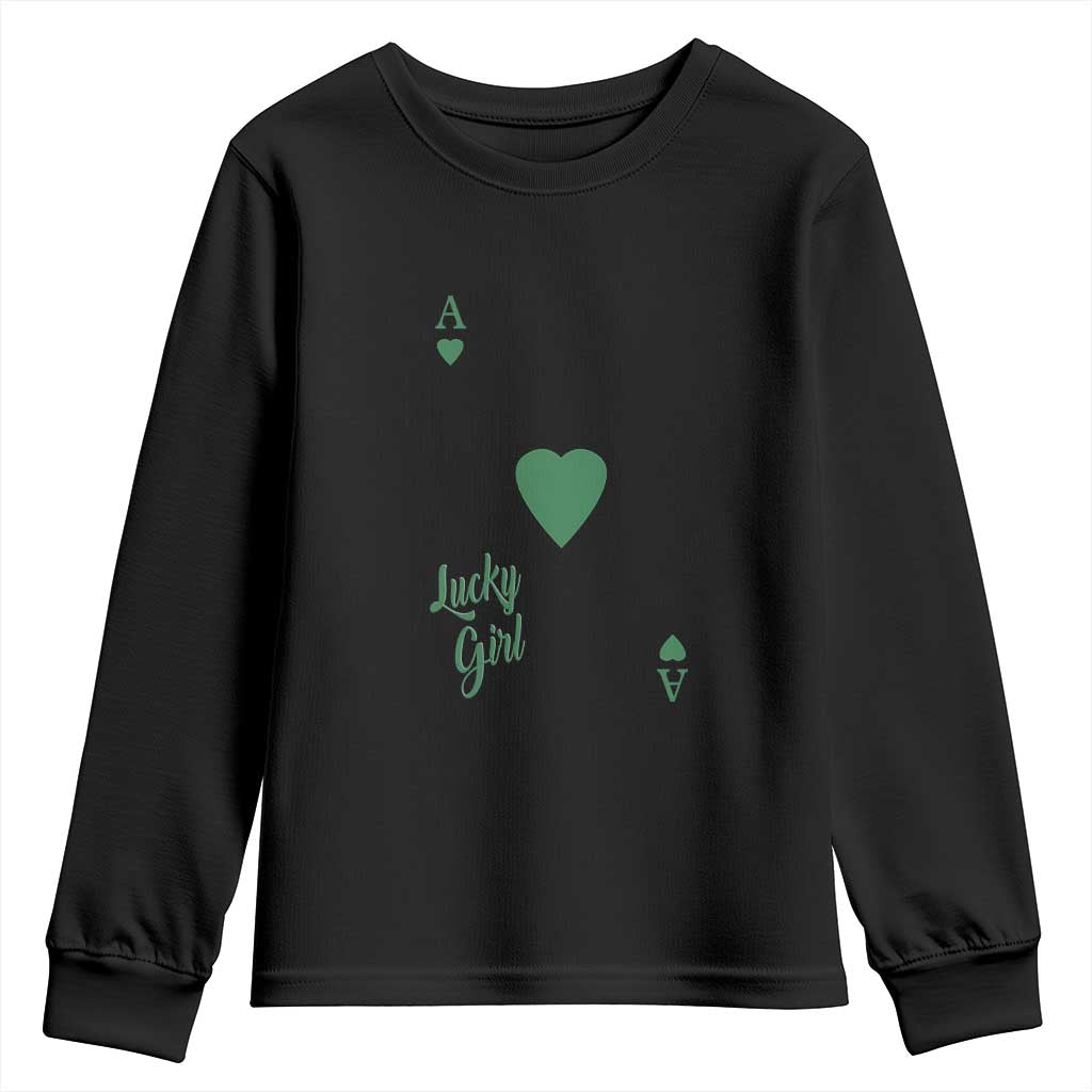 St Patricks Day Irish Lucky Girl Youth Sweatshirt TS10 Black Print Your Wear