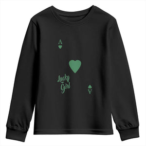 St Patricks Day Irish Lucky Girl Youth Sweatshirt TS10 Black Print Your Wear