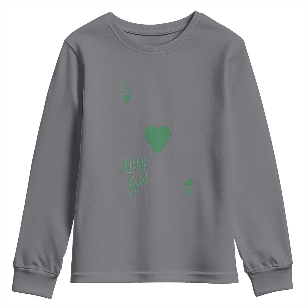 St Patricks Day Irish Lucky Girl Youth Sweatshirt TS10 Charcoal Print Your Wear
