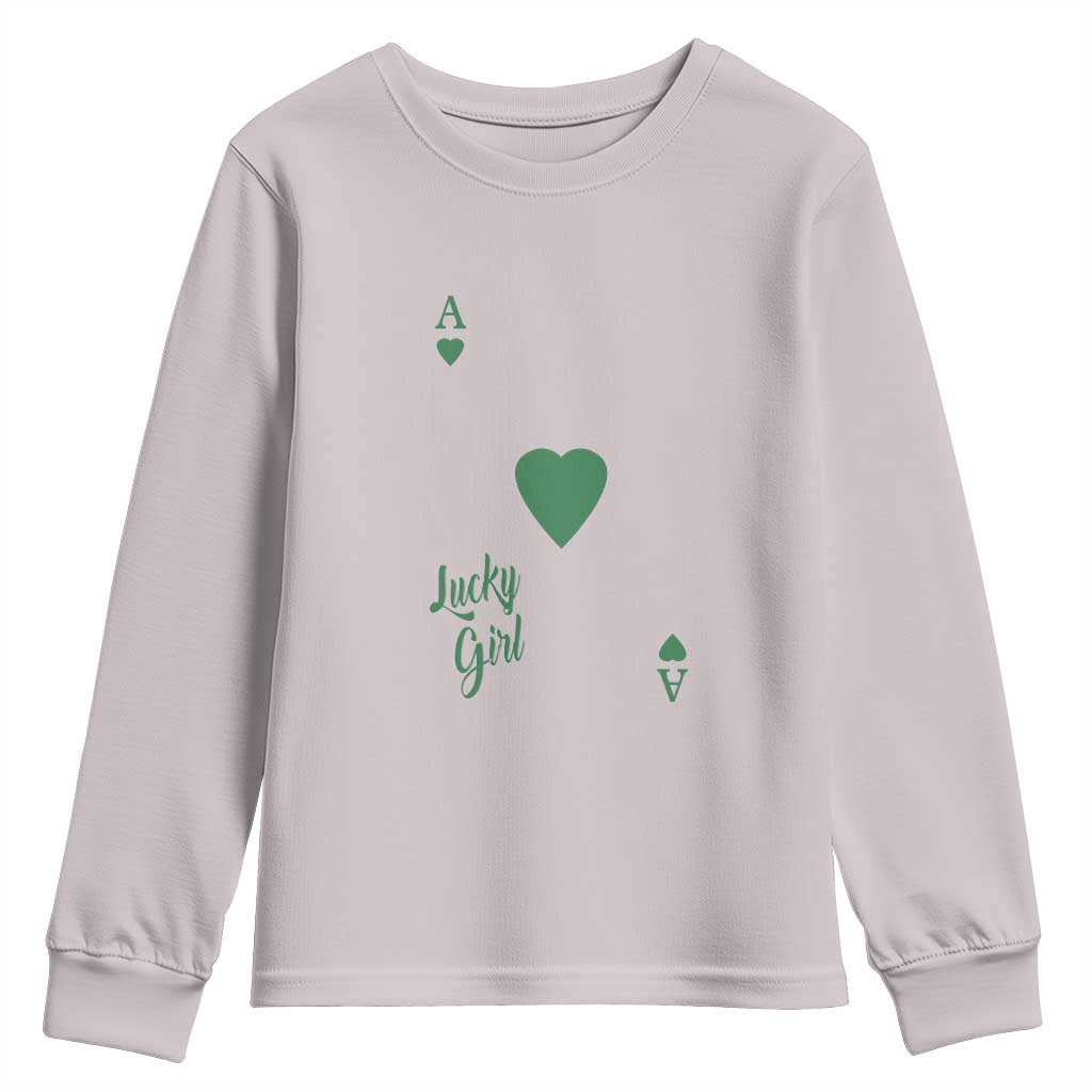 St Patricks Day Irish Lucky Girl Youth Sweatshirt TS10 Ice Gray Print Your Wear