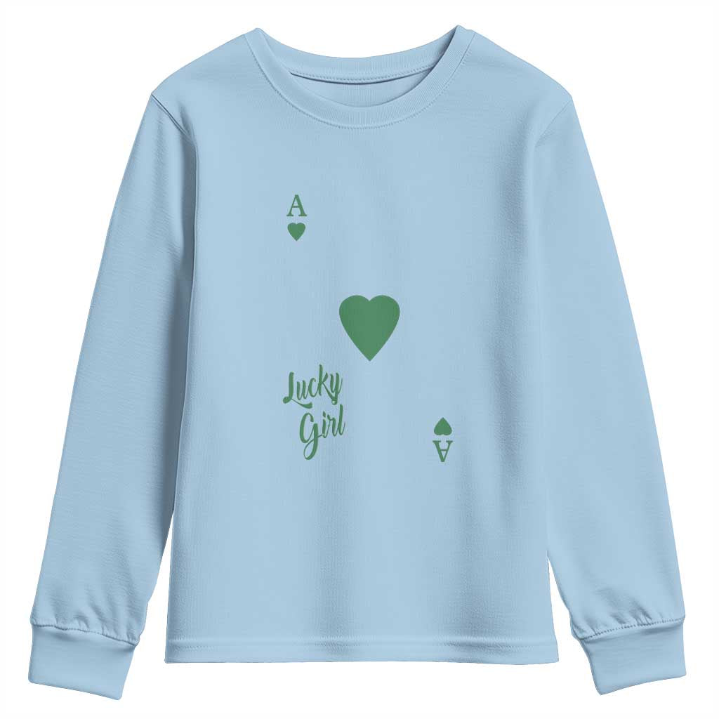 St Patricks Day Irish Lucky Girl Youth Sweatshirt TS10 Light Blue Print Your Wear
