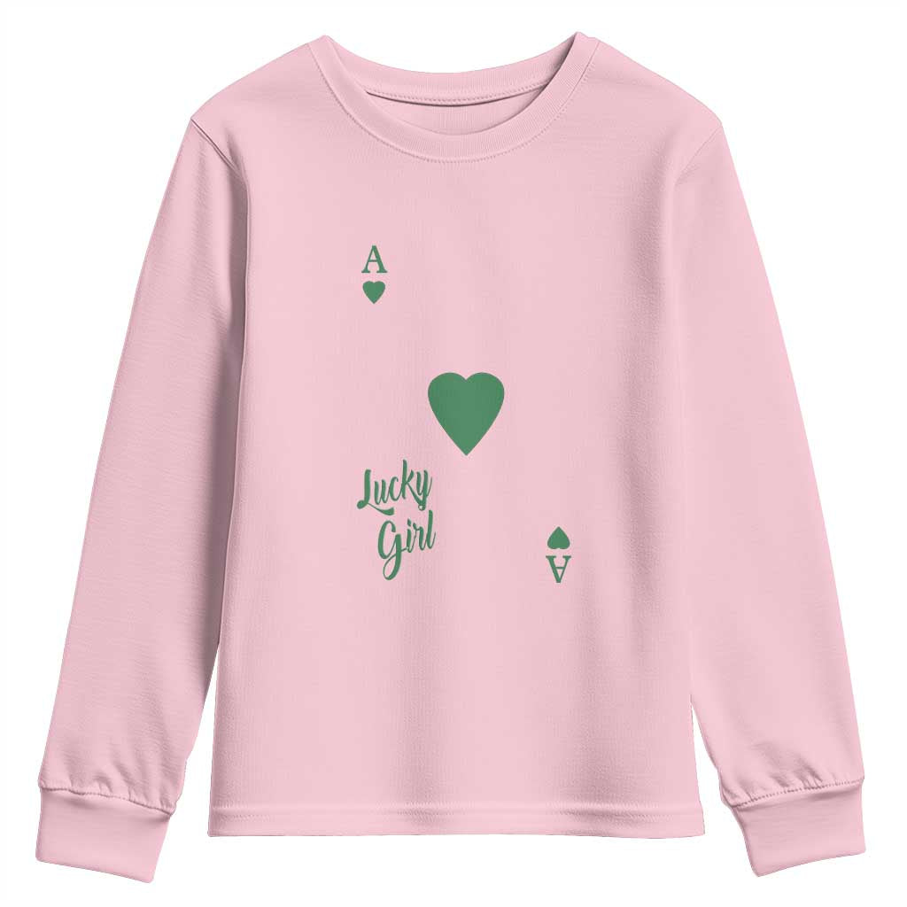 St Patricks Day Irish Lucky Girl Youth Sweatshirt TS10 Light Pink Print Your Wear