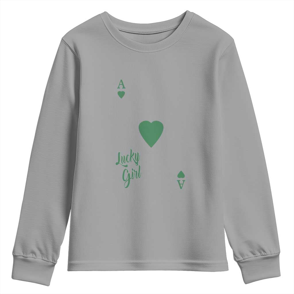 St Patricks Day Irish Lucky Girl Youth Sweatshirt TS10 Sport Gray Print Your Wear