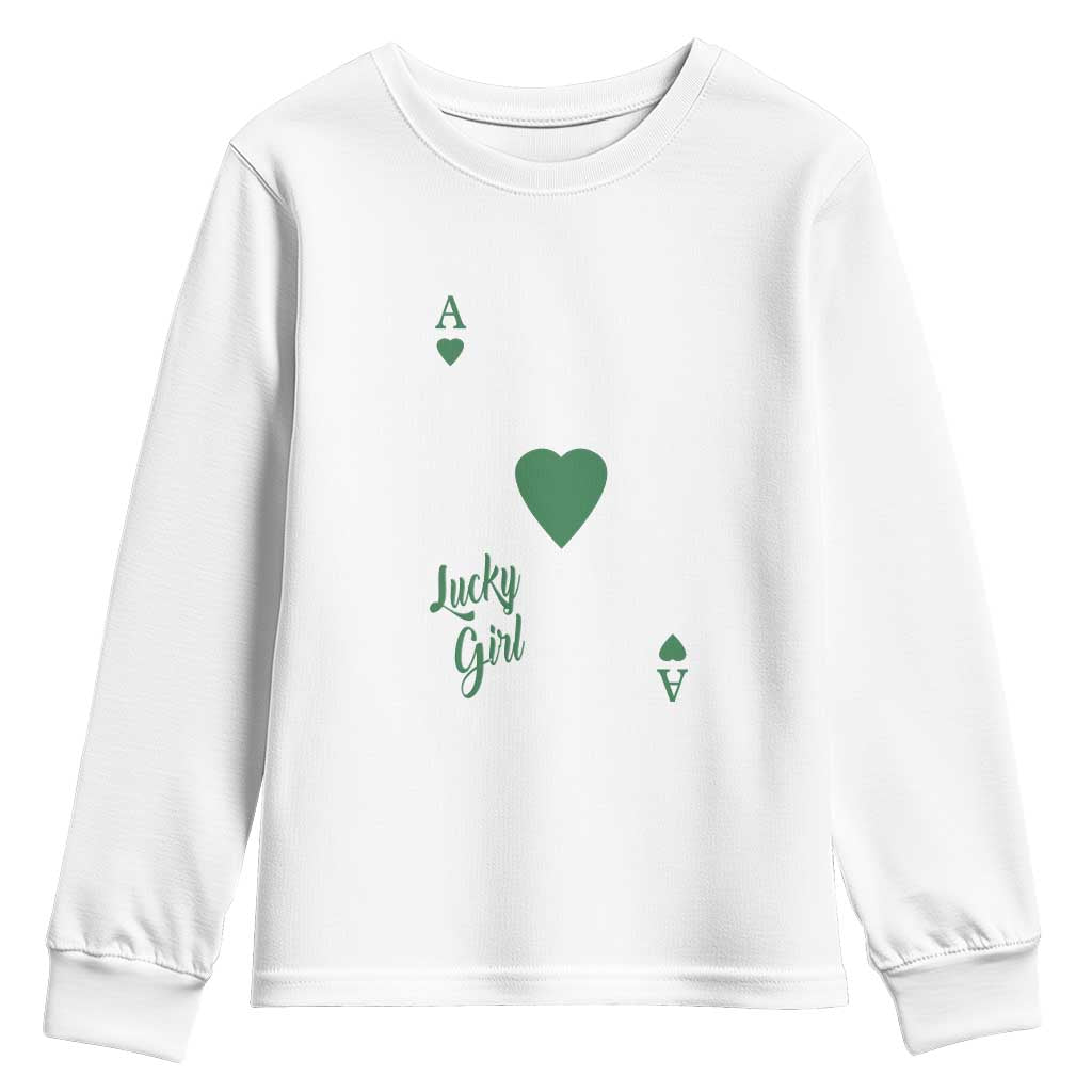St Patricks Day Irish Lucky Girl Youth Sweatshirt TS10 White Print Your Wear