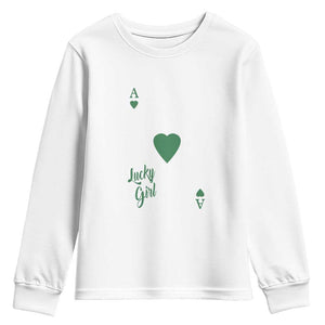 St Patricks Day Irish Lucky Girl Youth Sweatshirt TS10 White Print Your Wear