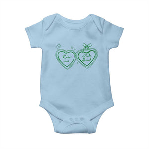 Kiss Me I'm Irish Baby Onesie Green Heart Locket St. Patrick's Day Pride TS10 Light Blue Print Your Wear
