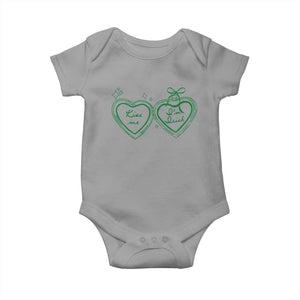 Kiss Me I'm Irish Baby Onesie Green Heart Locket St. Patrick's Day Pride TS10 Sport Gray Print Your Wear