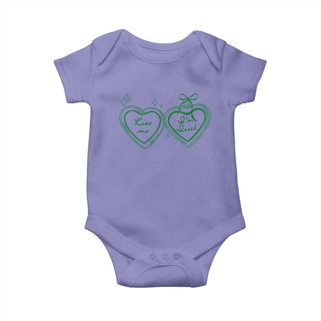 Kiss Me I'm Irish Baby Onesie Green Heart Locket St. Patrick's Day Pride TS10 Violet Print Your Wear