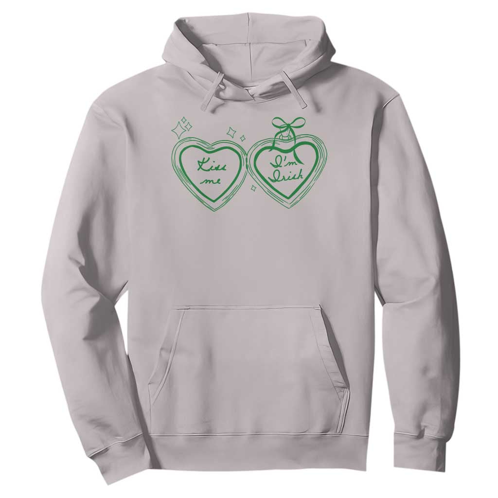 Kiss Me I'm Irish Hoodie Green Heart Locket St. Patrick's Day Pride TS10 Ice Gray Print Your Wear
