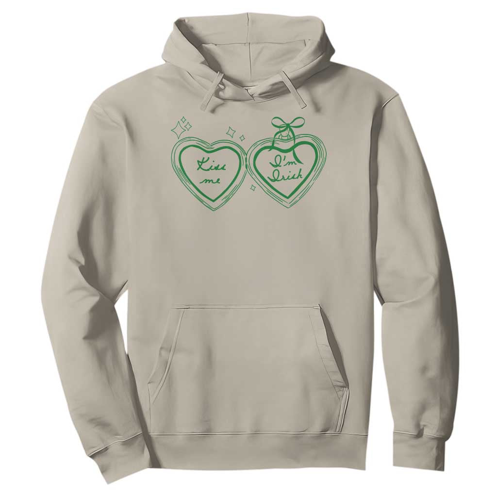 Kiss Me I'm Irish Hoodie Green Heart Locket St. Patrick's Day Pride TS10 Sand Print Your Wear