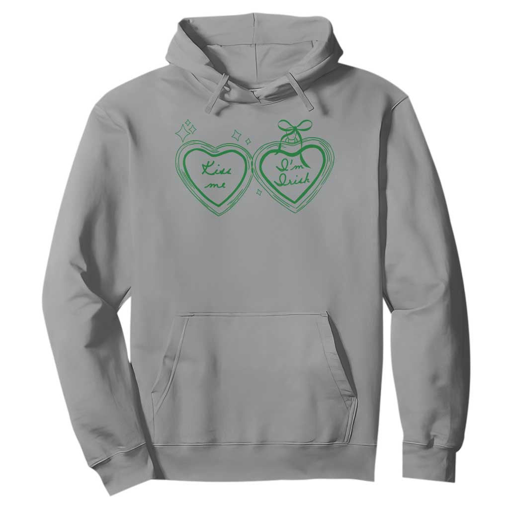 Kiss Me I'm Irish Hoodie Green Heart Locket St. Patrick's Day Pride TS10 Sport Gray Print Your Wear